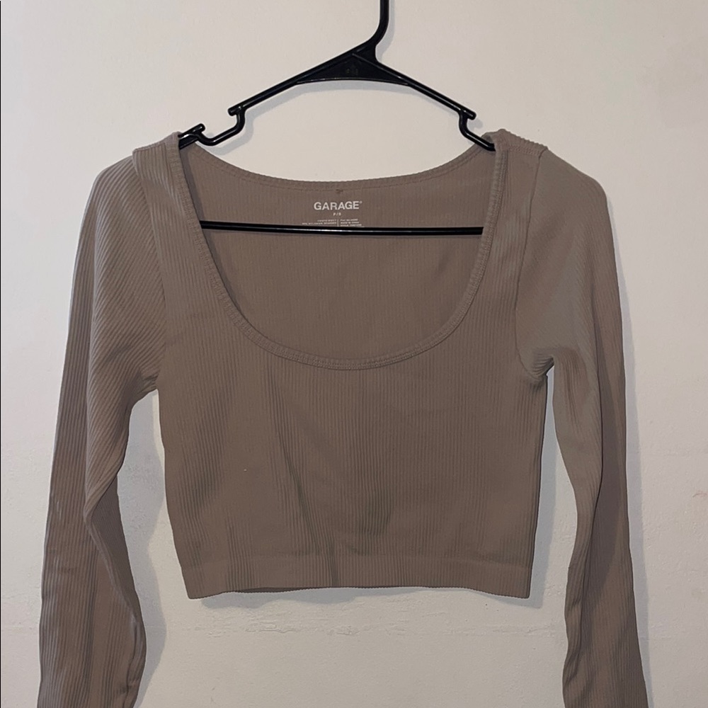 Garage Women's Tan Ribbed Crop Top